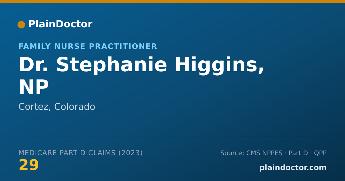 Shareable card for Stephanie Higgins, NP - Family Nurse Practitioner, Cortez, CO