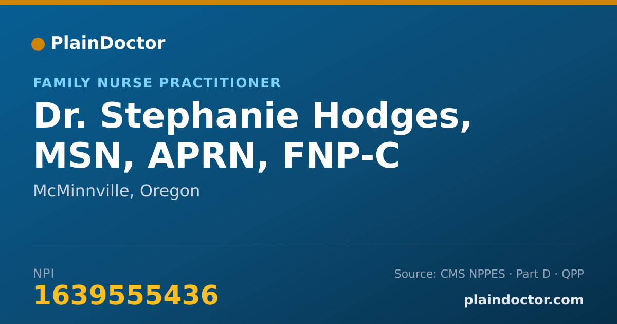Shareable card for Stephanie Hodges, MSN, APRN, FNP-C - Family Nurse Practitioner, McMinnville, OR