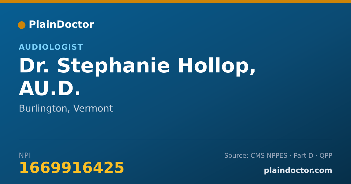 Shareable card for Stephanie Hollop, AU.D. - Audiologist, Burlington, VT