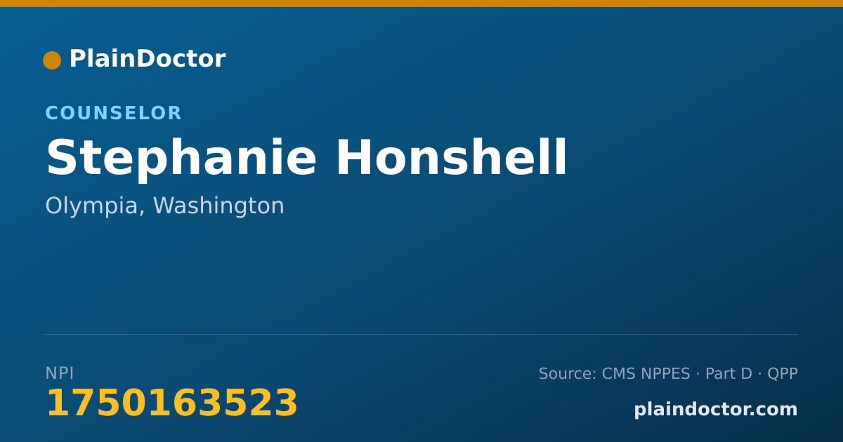 Shareable card for Stephanie Honshell - Counselor, Olympia, WA