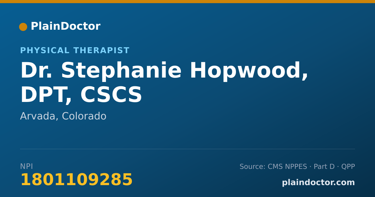 Shareable card for Stephanie Hopwood, DPT, CSCS - Physical Therapist, Arvada, CO