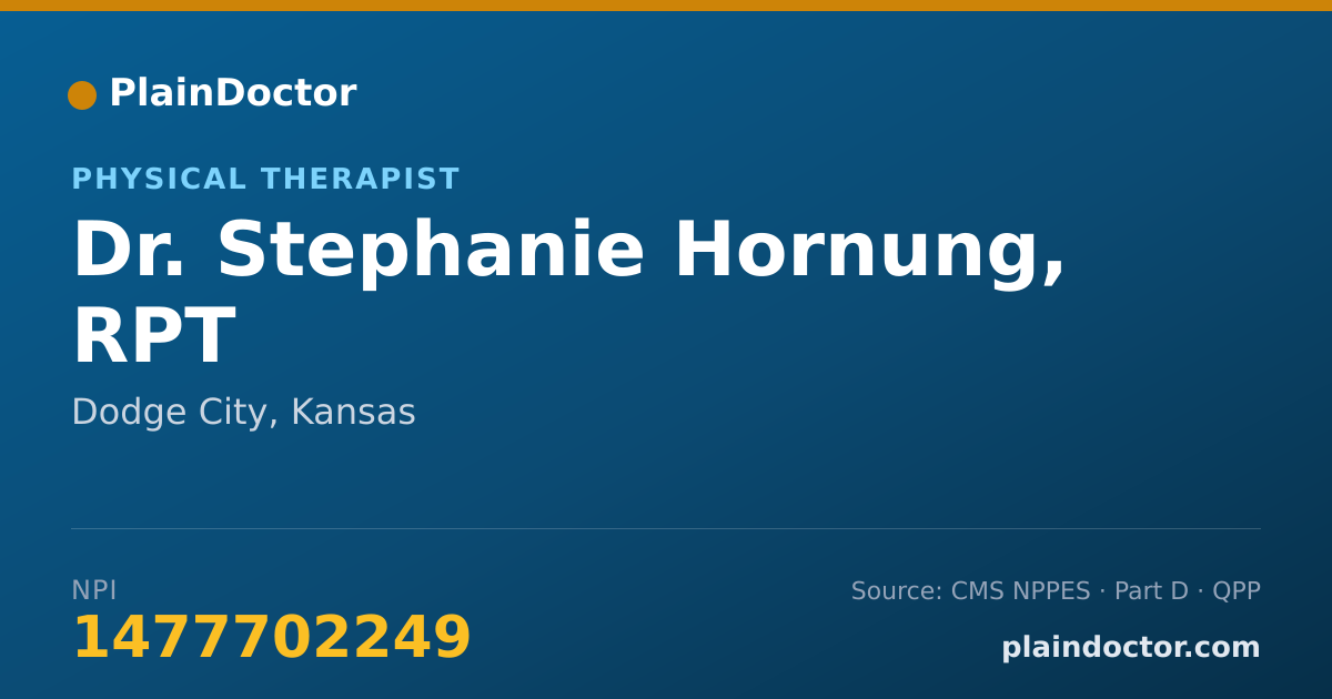 Shareable card for Stephanie Hornung, RPT - Physical Therapist, Dodge City, KS