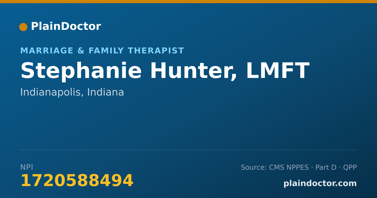 Shareable card for Stephanie Hunter, LMFT - Marriage & Family Therapist, Indianapolis, IN