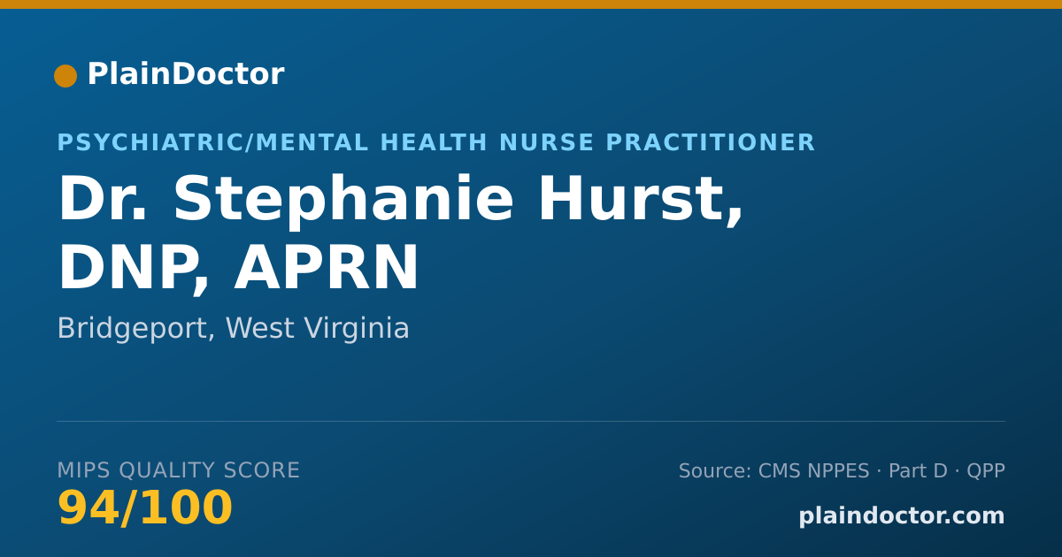 Shareable card for Stephanie Hurst, DNP, APRN - Psychiatric/Mental Health Nurse Practitioner, Bridgeport, WV
