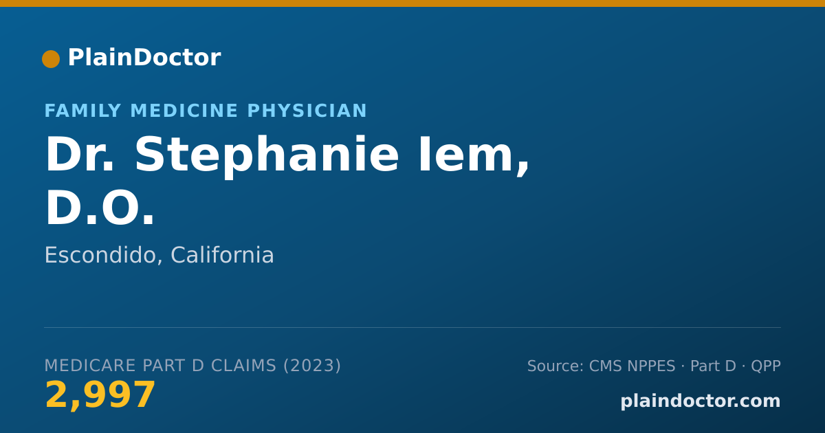 Shareable card for Stephanie Iem, D.O. - Family Medicine Physician, Escondido, CA