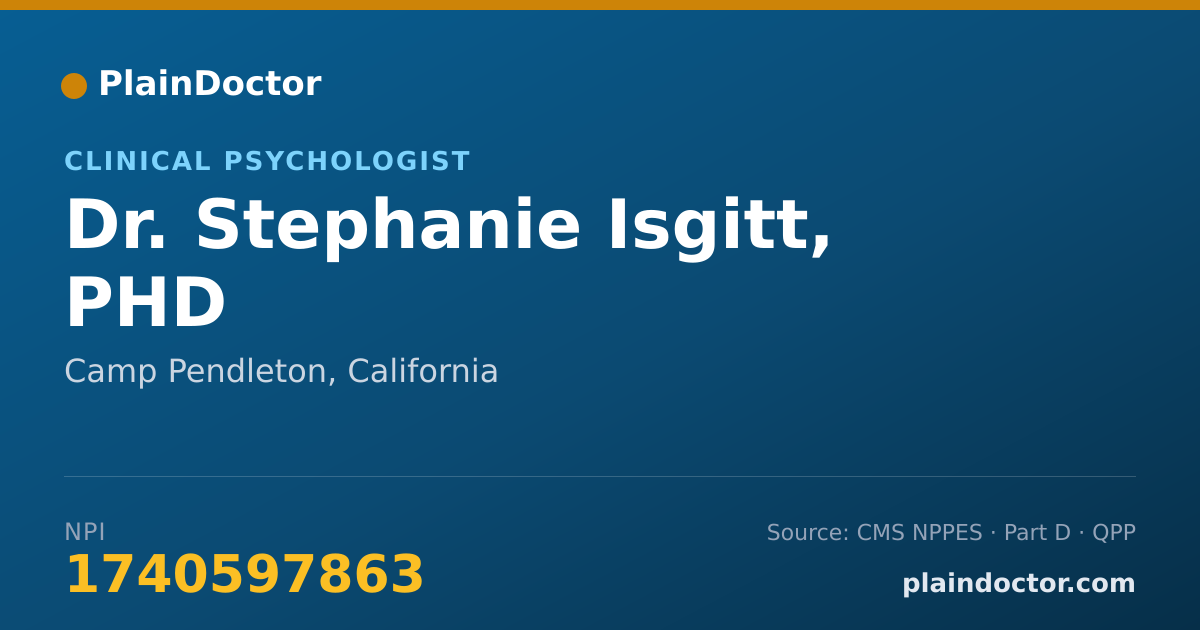 Shareable card for Stephanie Isgitt, PHD - Clinical Psychologist, Camp Pendleton, CA