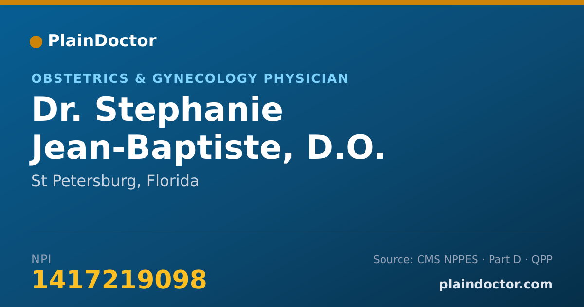 Shareable card for Stephanie Jean-Baptiste, D.O. - Obstetrics & Gynecology Physician, St Petersburg, FL
