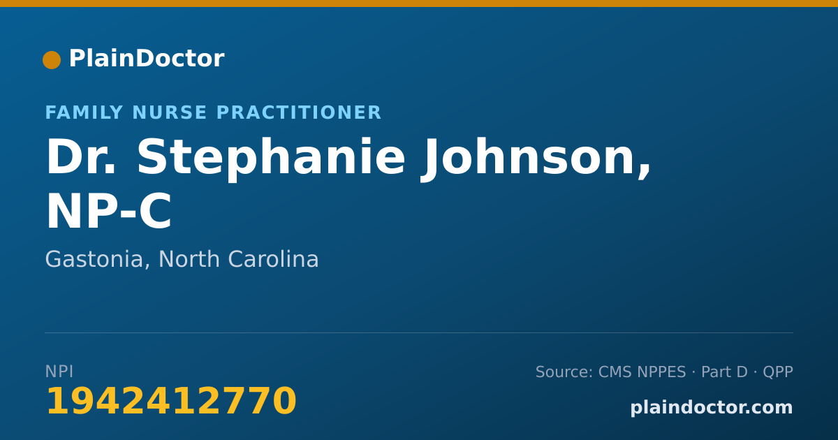 Shareable card for Stephanie Johnson, NP-C - Family Nurse Practitioner, Gastonia, NC