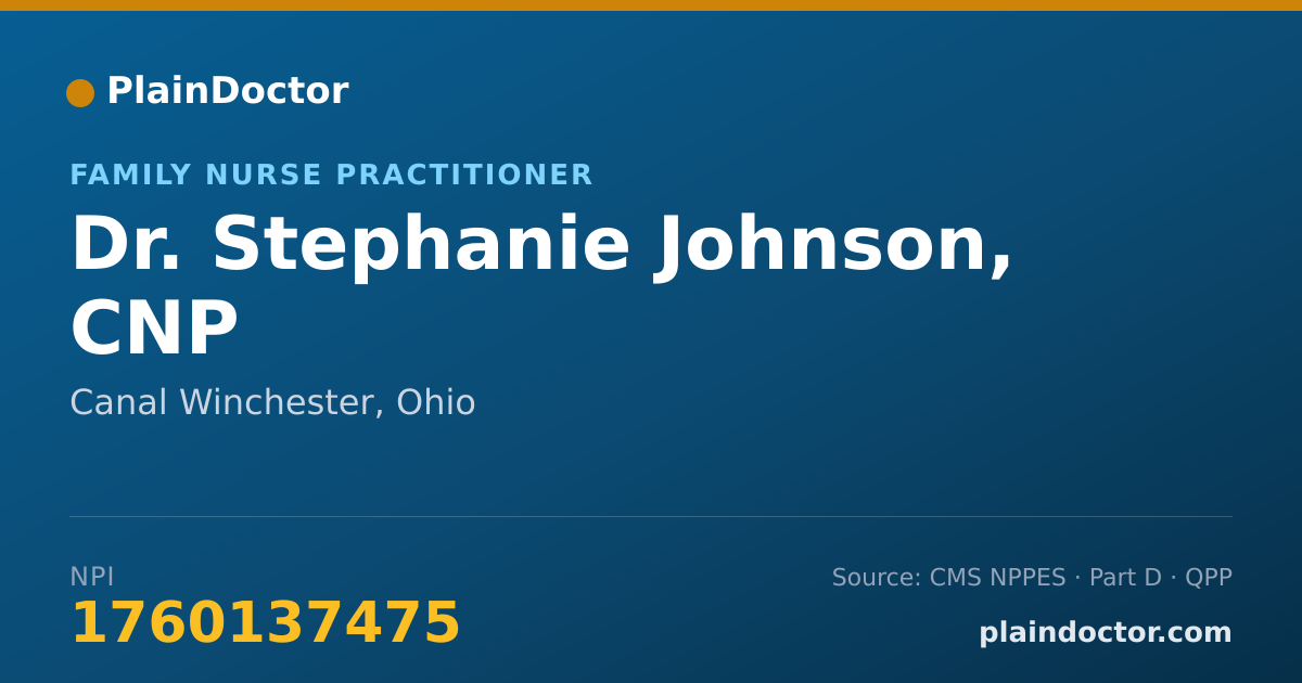 Shareable card for Stephanie Johnson, CNP - Family Nurse Practitioner, Canal Winchester, OH