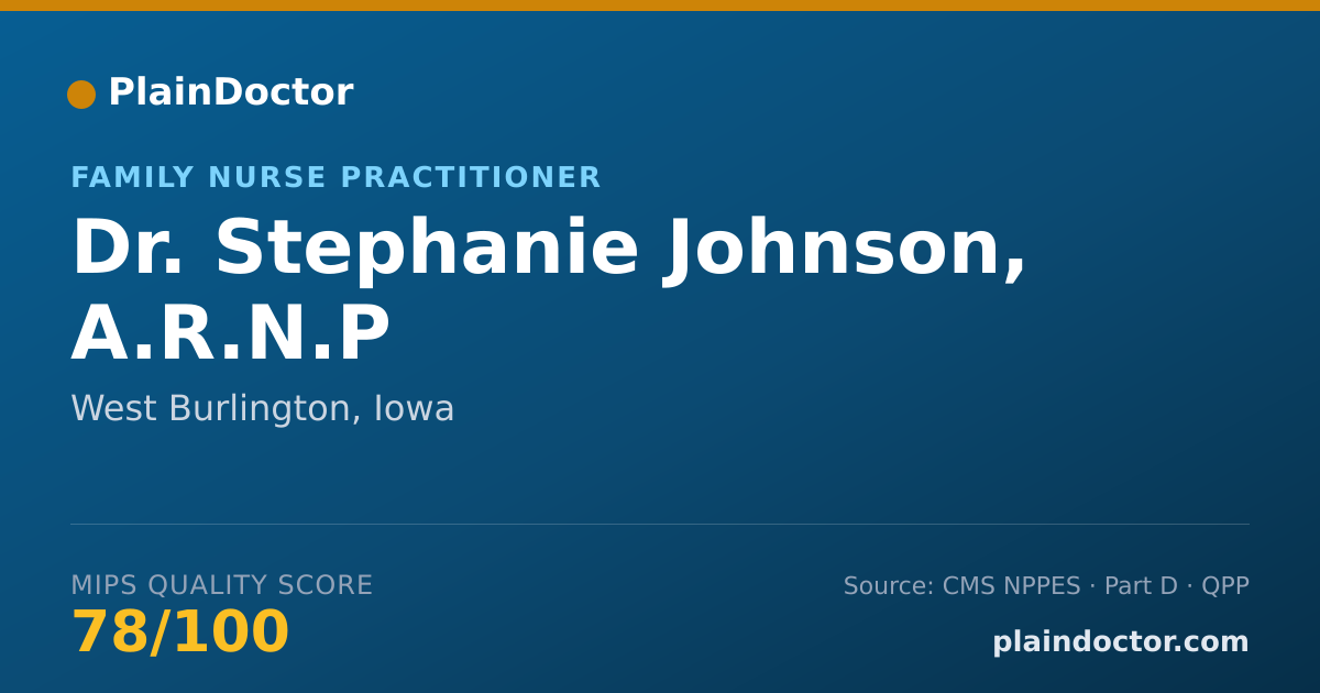 Shareable card for Stephanie Johnson, A.R.N.P - Family Nurse Practitioner, West Burlington, IA