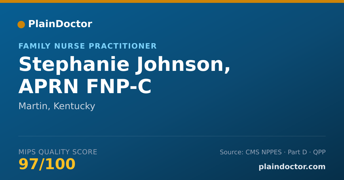 Shareable card for Stephanie Johnson, APRN FNP-C - Family Nurse Practitioner, Martin, KY