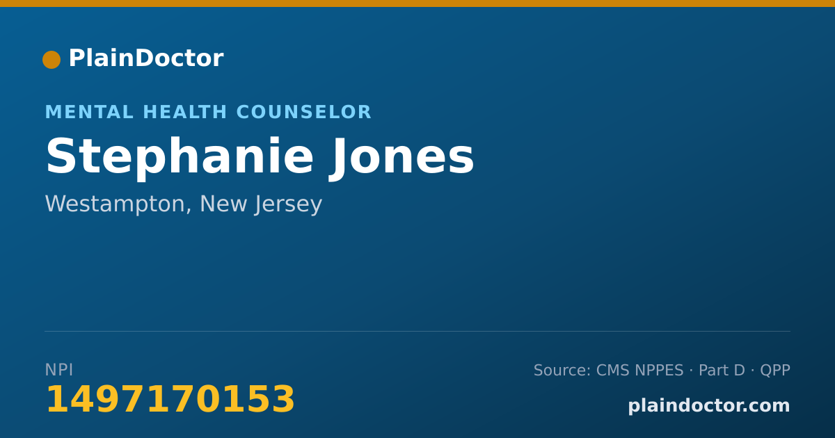 Shareable card for Stephanie Jones - Mental Health Counselor, Westampton, NJ
