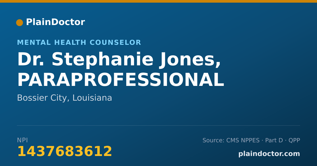 Shareable card for Stephanie Jones, PARAPROFESSIONAL - Mental Health Counselor, Bossier City, LA