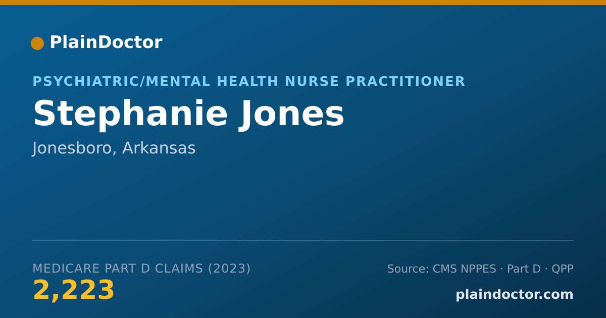 Shareable card for Stephanie Jones - Psychiatric/Mental Health Nurse Practitioner, Jonesboro, AR