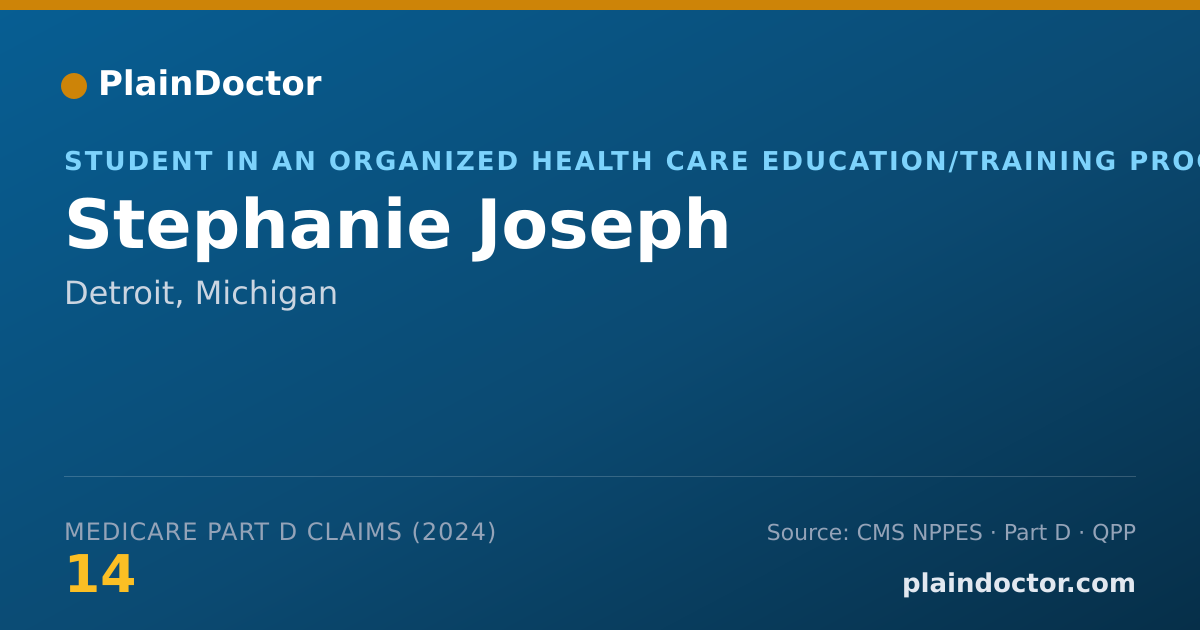 Shareable card for Stephanie Joseph - Student in an Organized Health Care Education/Training Program, Detroit, MI