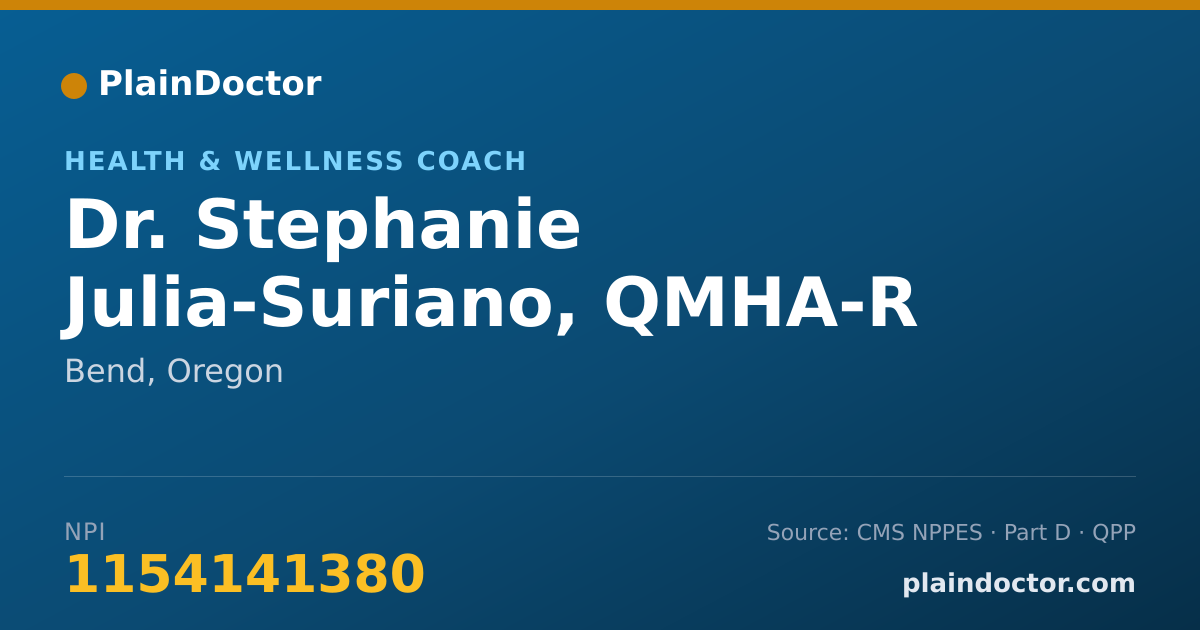 Shareable card for Stephanie Julia-Suriano, QMHA-R - Health & Wellness Coach, Bend, OR