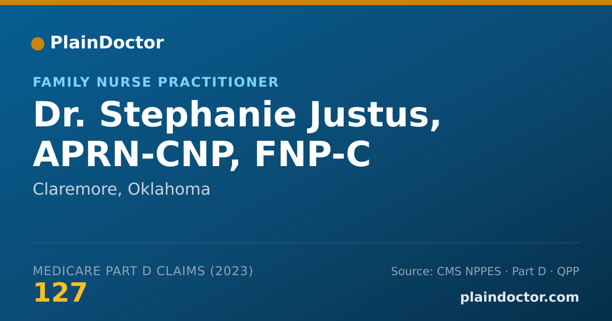 Shareable card for Stephanie Justus, APRN-CNP, FNP-C - Family Nurse Practitioner, Claremore, OK