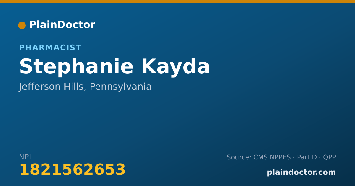 Shareable card for Stephanie Kayda - Pharmacist, Jefferson Hills, PA
