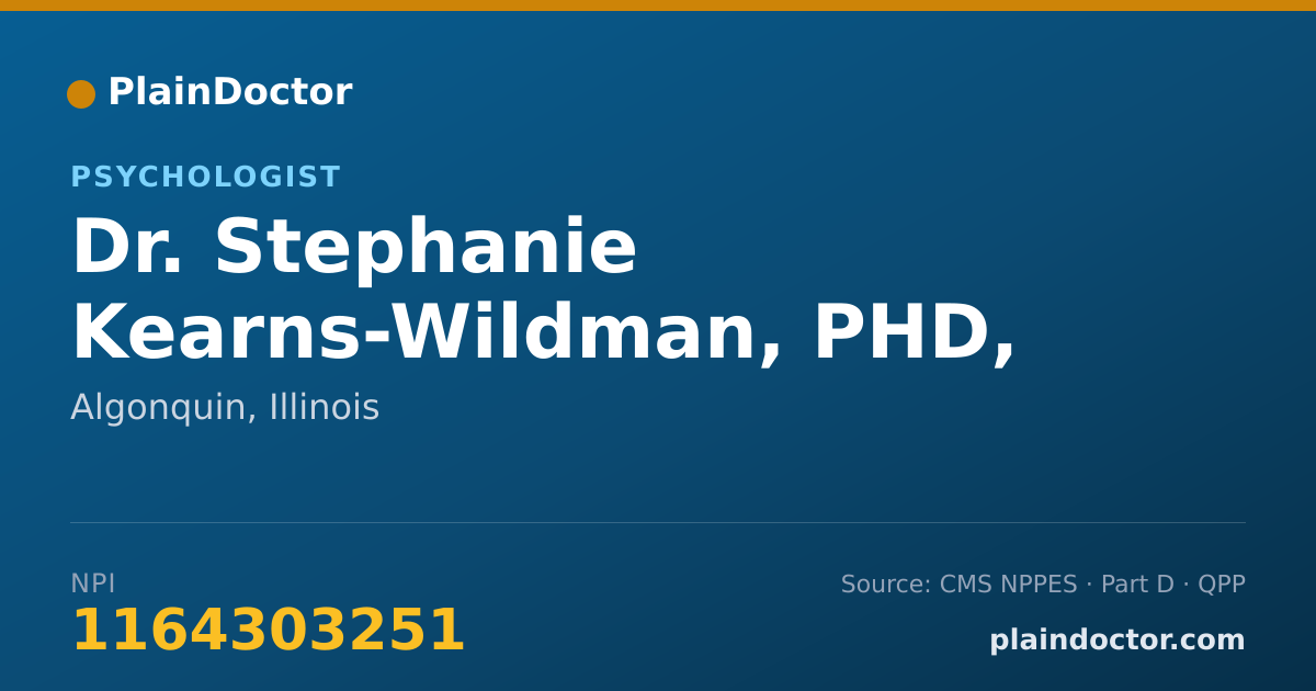 Shareable card for Stephanie Kearns-Wildman, PHD, PSYD - Psychologist, Algonquin, IL