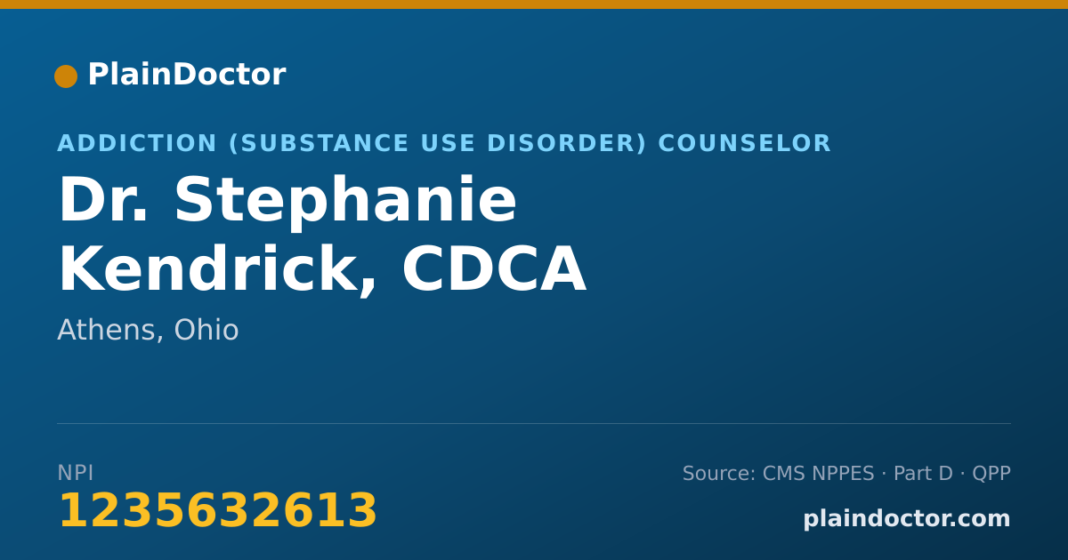 Shareable card for Stephanie Kendrick, CDCA - Addiction (Substance Use Disorder) Counselor, Athens, OH