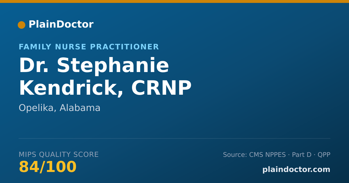 Shareable card for Stephanie Kendrick, CRNP - Family Nurse Practitioner, Opelika, AL