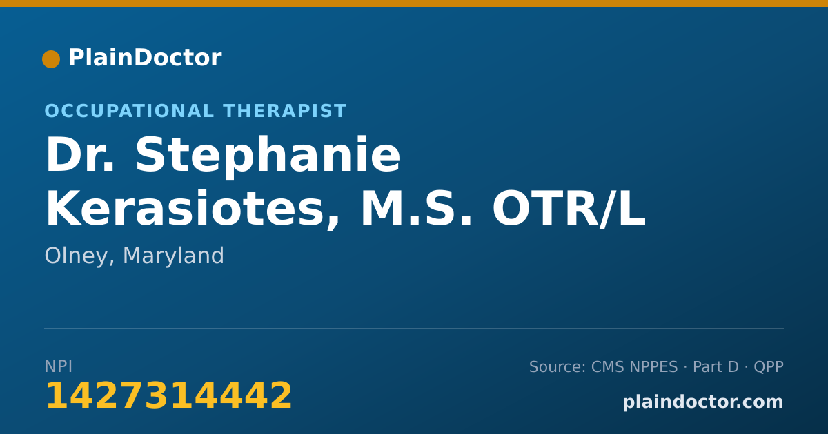 Shareable card for Stephanie Kerasiotes, M.S. OTR/L - Occupational Therapist, Olney, MD