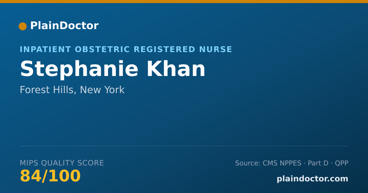 Shareable card for Stephanie Khan - Inpatient Obstetric Registered Nurse, Forest Hills, NY