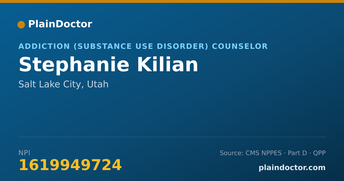Shareable card for Stephanie Kilian - Addiction (Substance Use Disorder) Counselor, Salt Lake City, UT