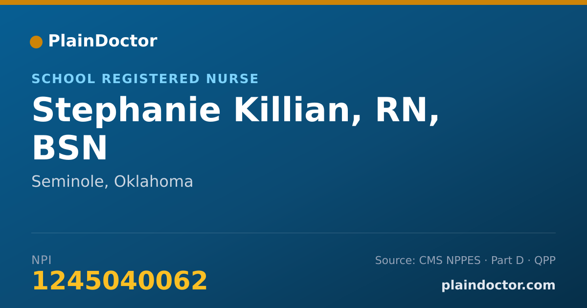 Shareable card for Stephanie Killian, RN, BSN - School Registered Nurse, Seminole, OK