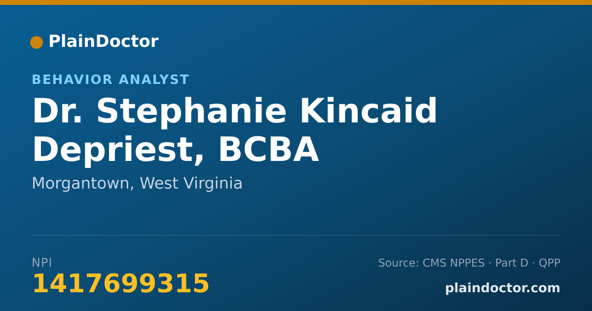 Shareable card for Stephanie Kincaid Depriest, BCBA - Behavior Analyst, Morgantown, WV