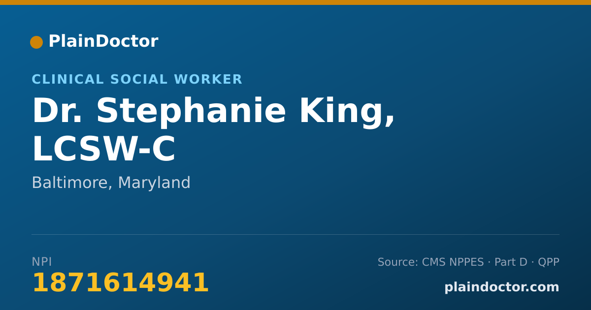 Shareable card for Stephanie King, LCSW-C - Clinical Social Worker, Baltimore, MD