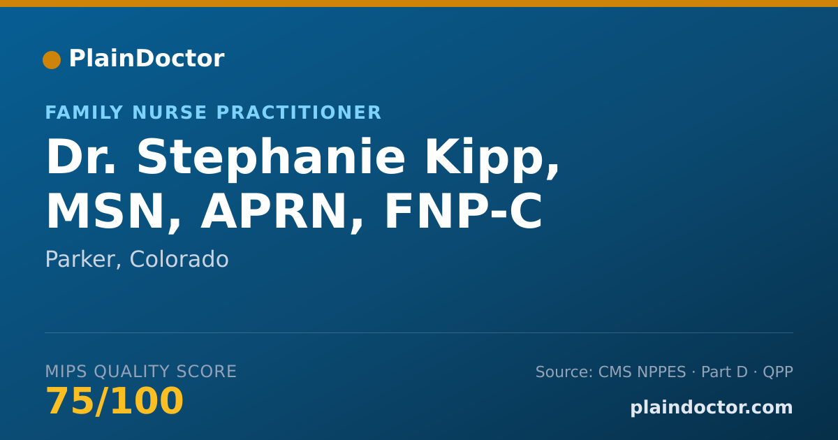 Shareable card for Stephanie Kipp, MSN, APRN, FNP-C - Family Nurse Practitioner, Parker, CO