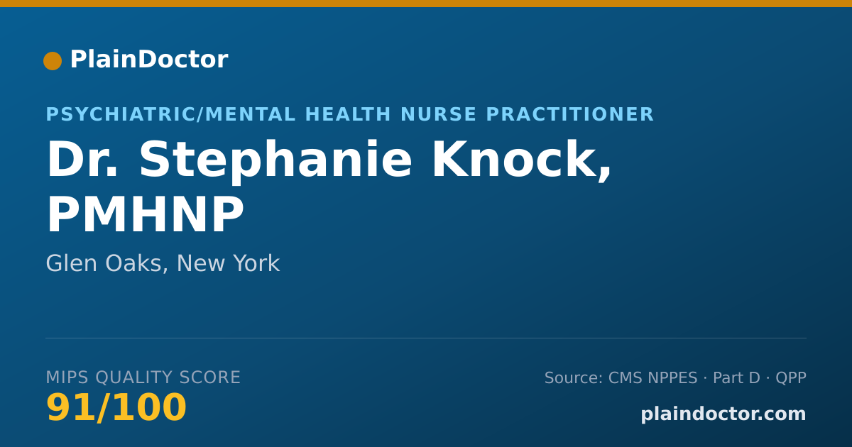 Shareable card for Stephanie Knock, PMHNP - Psychiatric/Mental Health Nurse Practitioner, Glen Oaks, NY