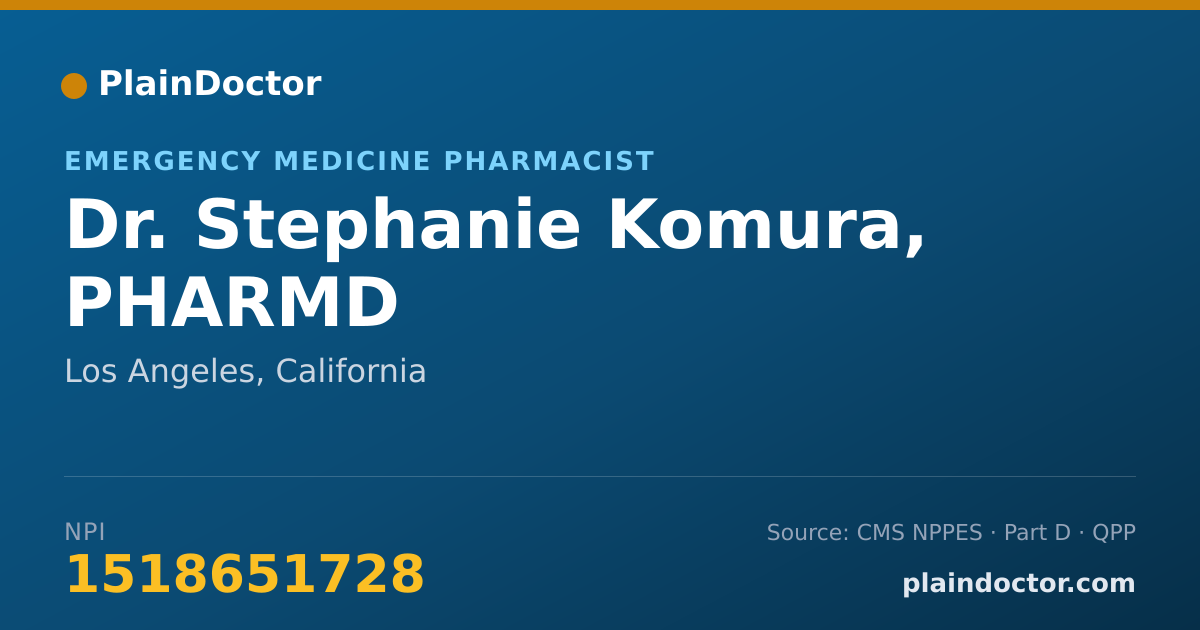Shareable card for Stephanie Komura, PHARMD - Emergency Medicine Pharmacist, Los Angeles, CA