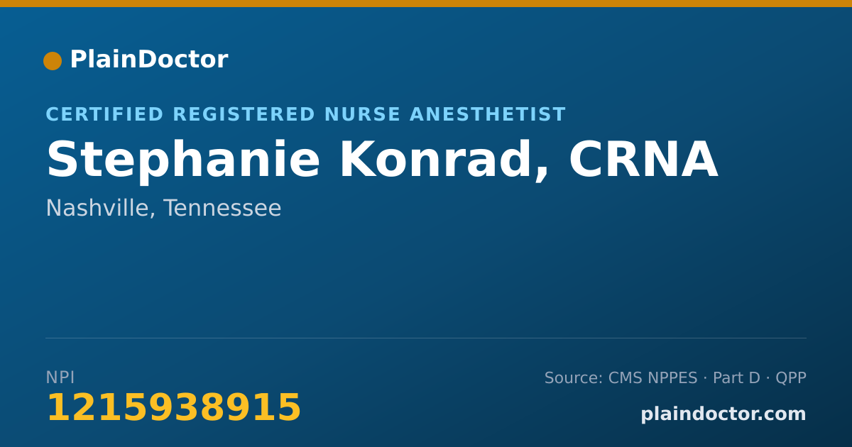Shareable card for Stephanie Konrad, CRNA - Certified Registered Nurse Anesthetist, Nashville, TN