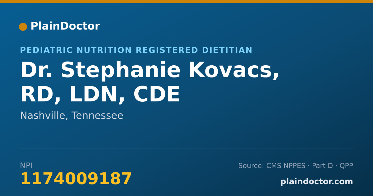 Shareable card for Stephanie Kovacs, RD, LDN, CDE - Pediatric Nutrition Registered Dietitian, Nashville, TN