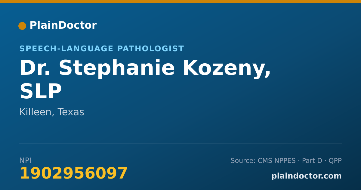 Shareable card for Stephanie Kozeny, SLP - Speech-Language Pathologist, Killeen, TX