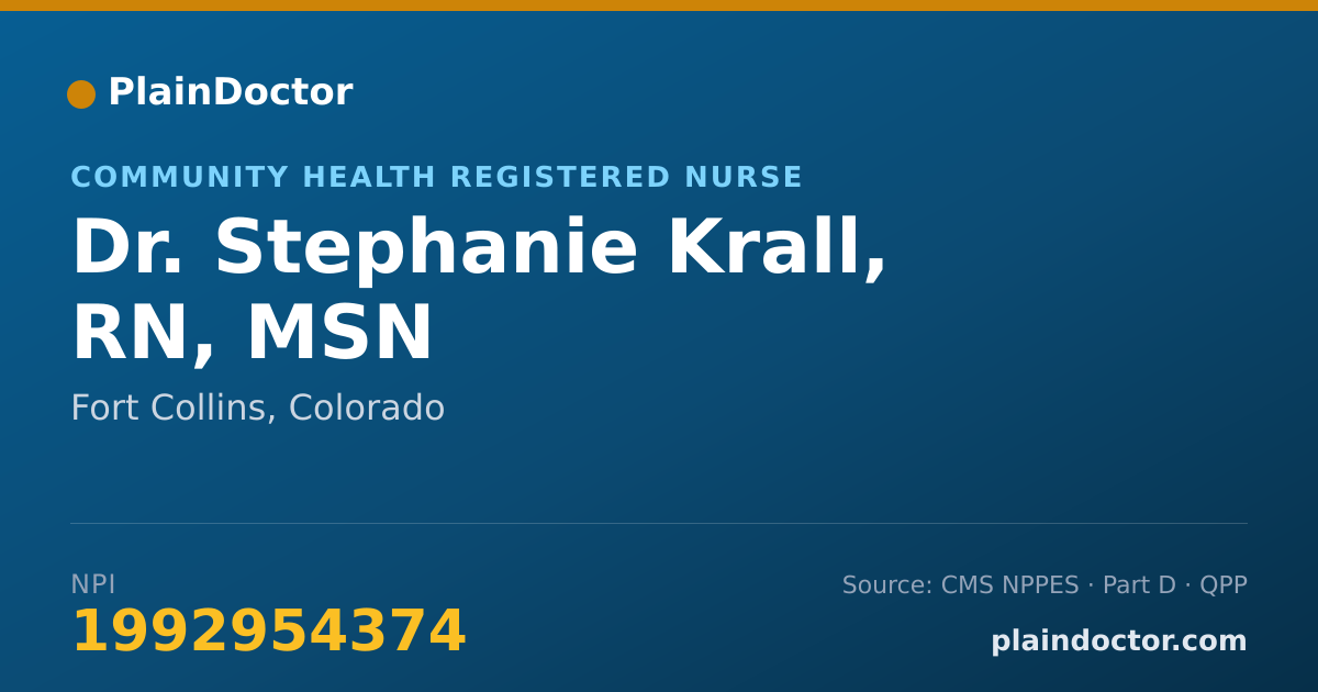 Shareable card for Stephanie Krall, RN, MSN - Community Health Registered Nurse, Fort Collins, CO