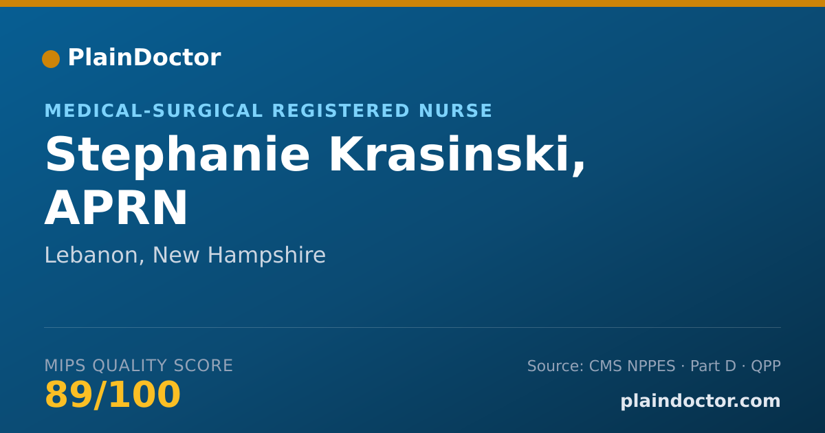 Shareable card for Stephanie Krasinski, APRN - Medical-Surgical Registered Nurse, Lebanon, NH