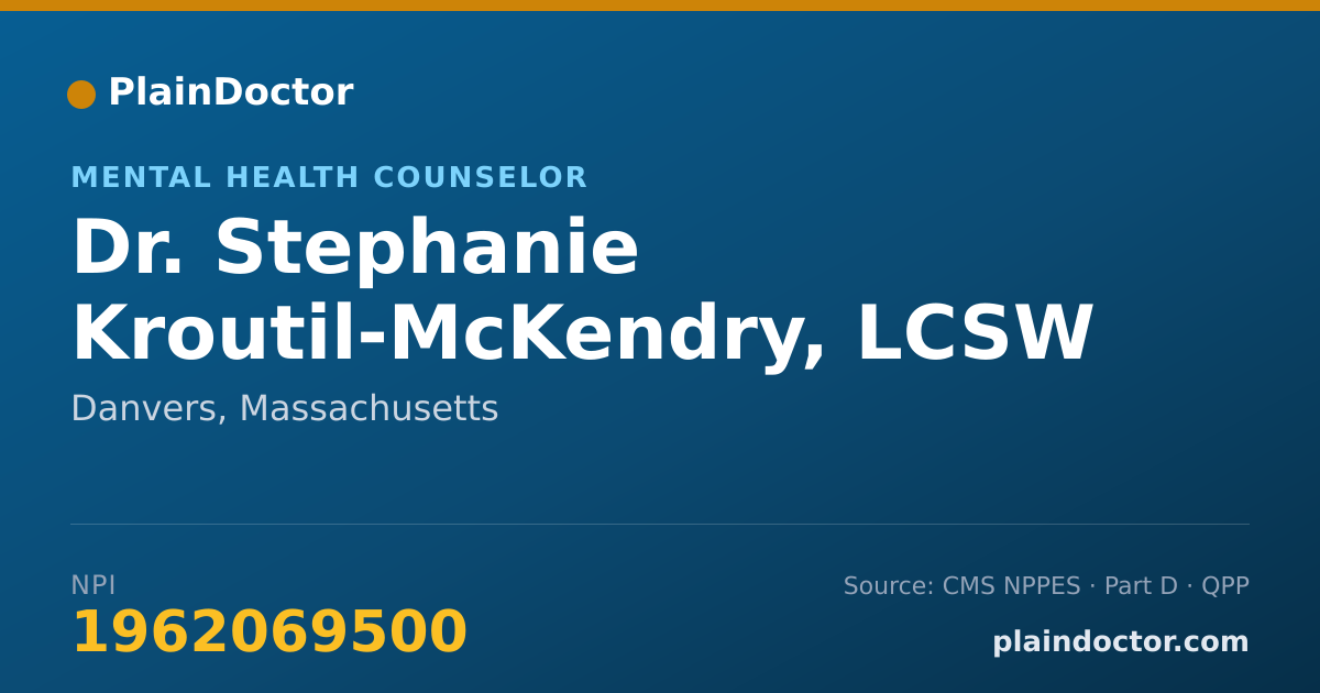 Shareable card for Stephanie Kroutil-McKendry, LCSW - Mental Health Counselor, Danvers, MA
