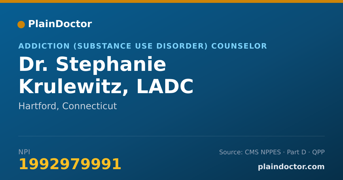 Shareable card for Stephanie Krulewitz, LADC - Addiction (Substance Use Disorder) Counselor, Hartford, CT