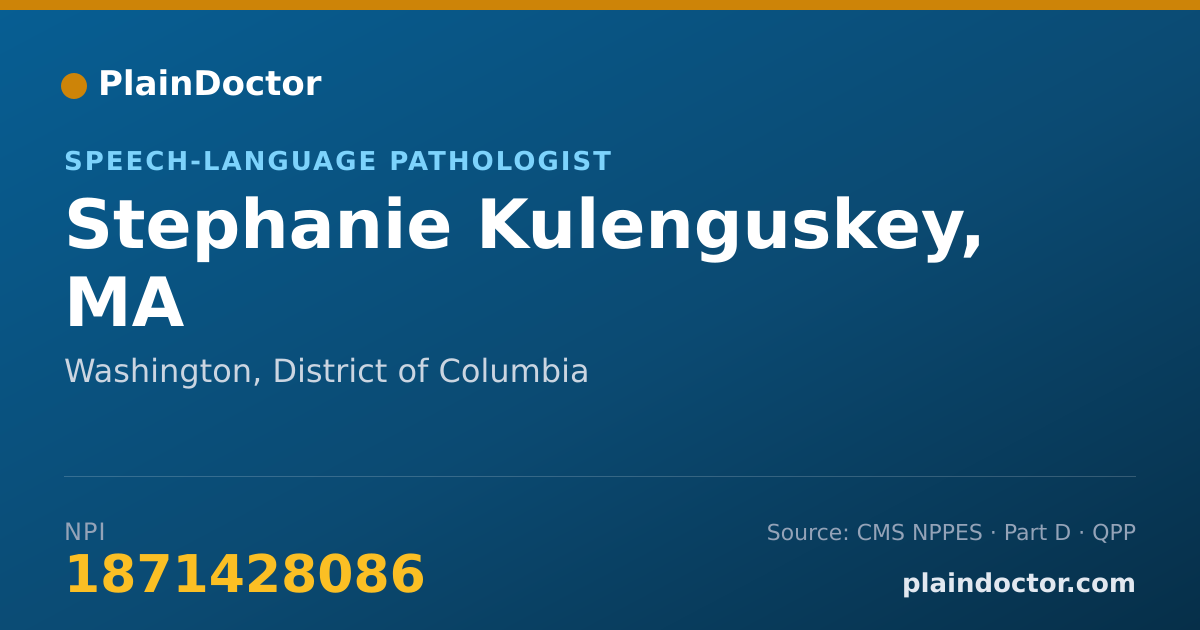 Shareable card for Stephanie Kulenguskey, MA - Speech-Language Pathologist, Washington, DC
