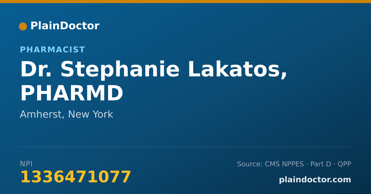 Shareable card for Stephanie Lakatos, PHARMD - Pharmacist, Amherst, NY