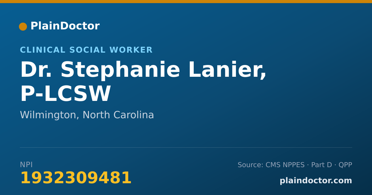 Shareable card for Stephanie Lanier, P-LCSW - Clinical Social Worker, Wilmington, NC