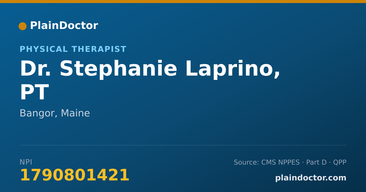 Shareable card for Stephanie Laprino, PT - Physical Therapist, Bangor, ME