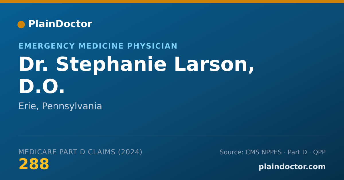 Shareable card for Stephanie Larson, D.O. - Emergency Medicine Physician, Erie, PA