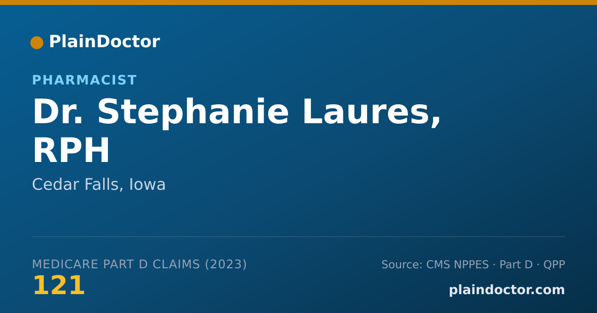 Shareable card for Stephanie Laures, RPH - Pharmacist, Cedar Falls, IA