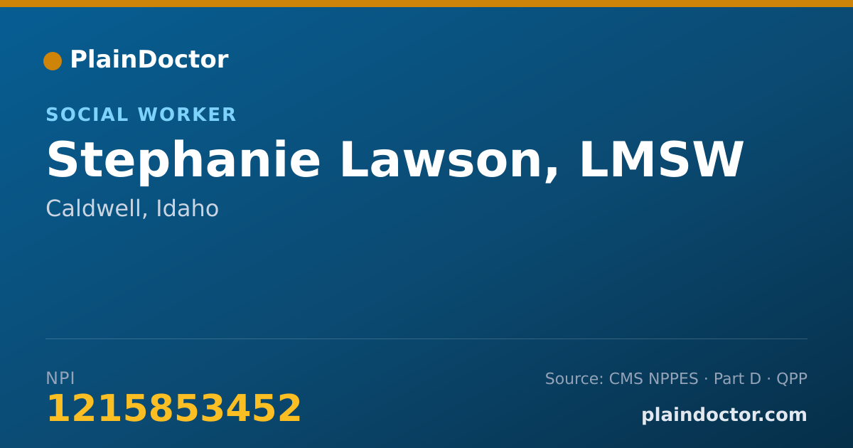 Shareable card for Stephanie Lawson, LMSW - Social Worker, Caldwell, ID