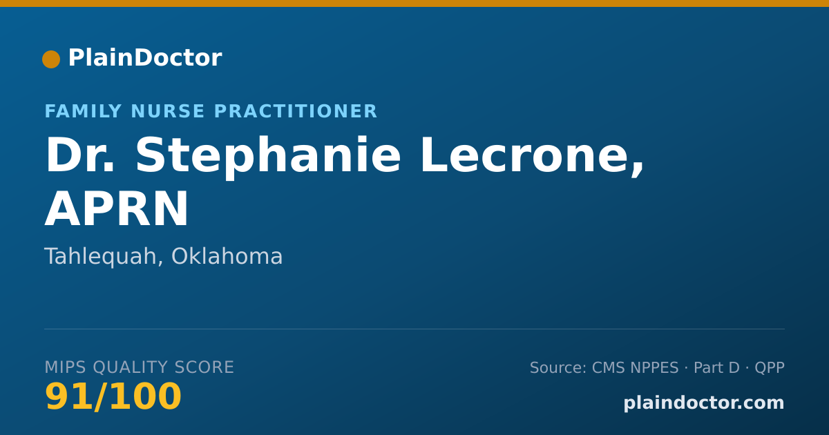 Shareable card for Stephanie Lecrone, APRN - Family Nurse Practitioner, Tahlequah, OK