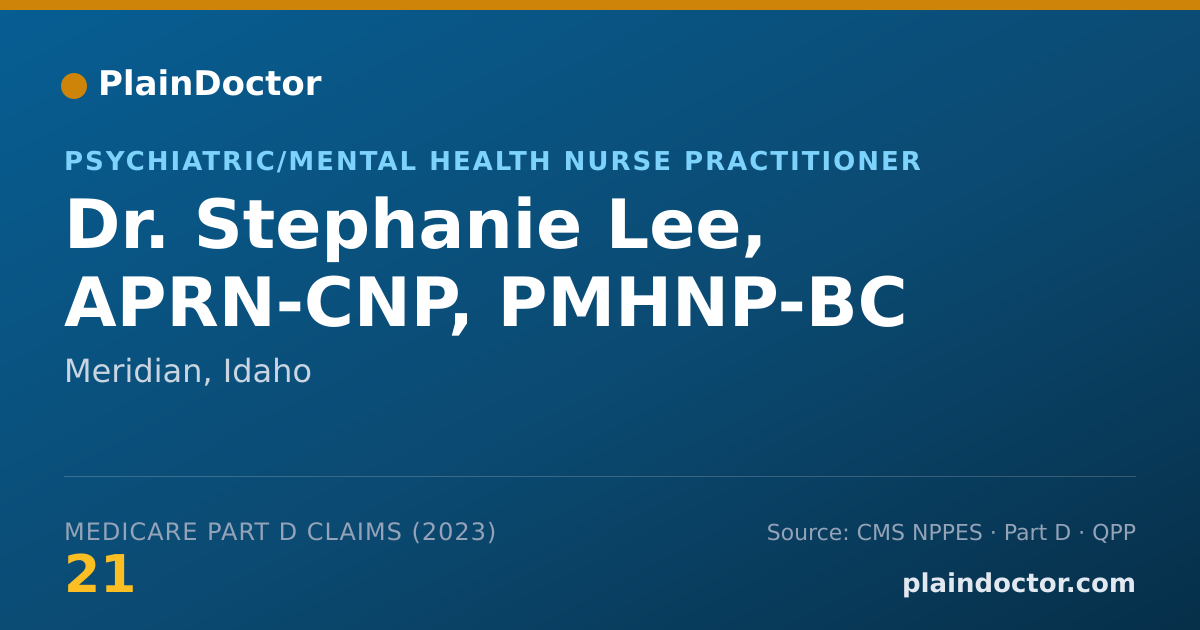 Shareable card for Stephanie Lee, APRN-CNP, PMHNP-BC - Psychiatric/Mental Health Nurse Practitioner, Meridian, ID